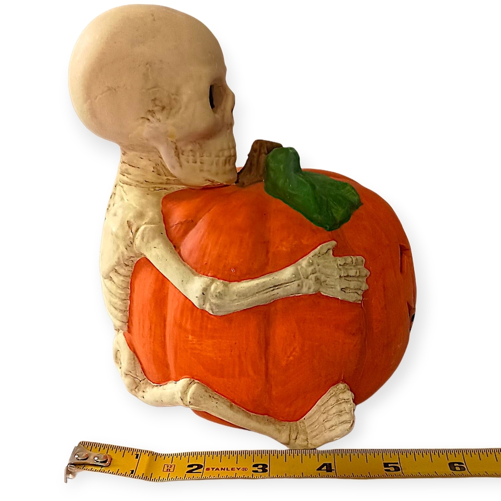 Vintage Halloween Figure Pumpkin Skeleton Light Up Ceramic 90s‎ Spooky Autumn - Picture 3 of 16